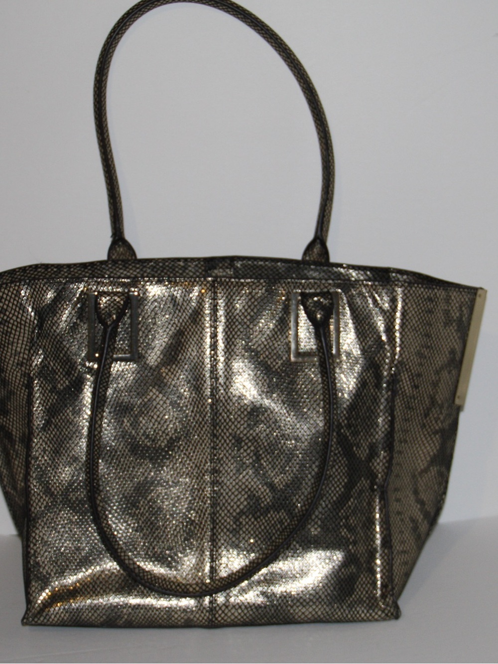 Danier Metallic Snakeskin Large Leather Purse in Bronze